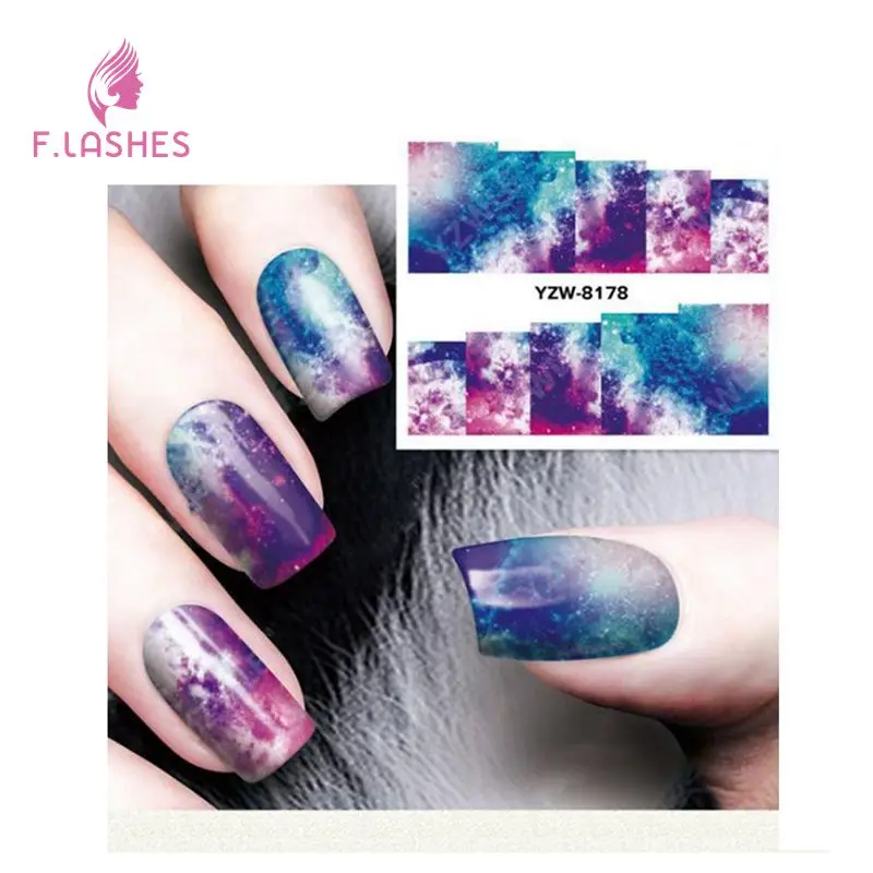 F.lashes 1 шт. Харадзюку небесные наклейки для ногтей с принтом модные переводные