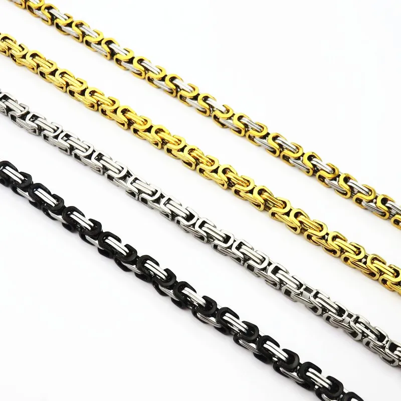 6 мм золотой черный цвет из нержавеющей стали Византийская Коробка цепочка на шею