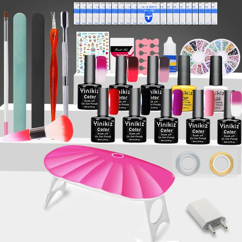 S3804 nail gel set Yinikiz инструменты для нейл-арта УФ светодиодный светильник 8 мл набор гель-лаков для ногтей Набор для грунтовки Гель-лак Инструменты для ногтей Гель-лак маникюрный лак набор инструментов - Цвет: S3804 nail gel set