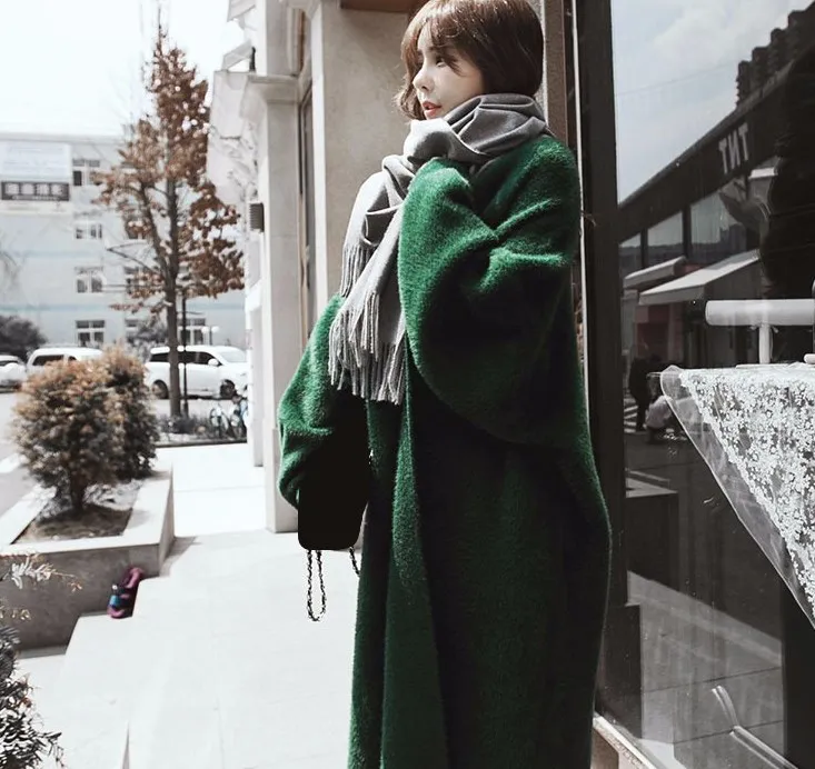Autumn Winter New Women Faux Sweater Long Cardigan 2018 Batwing Sleeve Knitted Coats Loose Mink Cashmere Outwear |