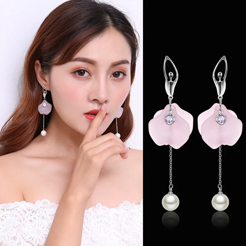 Manxiuni элегантные длинные серьги балет для девочек стразы жемчужные Висячие