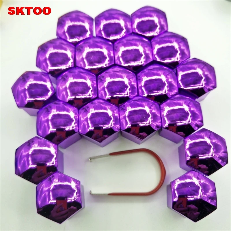 purple 20 шт. 17 мм/19 мм/21 мм Универсальный Автомобильный ступицы колеса гайки Болты диски крышка Пылезащитная крышка Шестигранная розетка хром винт для шин - Название цвета: purple
