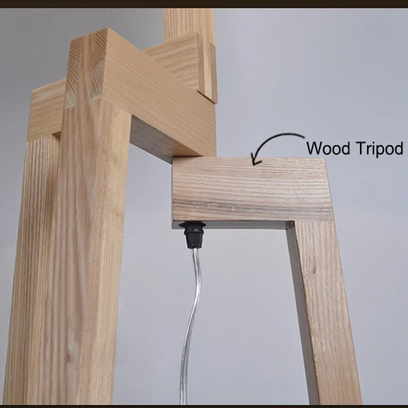 Современная Минималистичная напольная лампа с 3 ножками и деревянным штативом