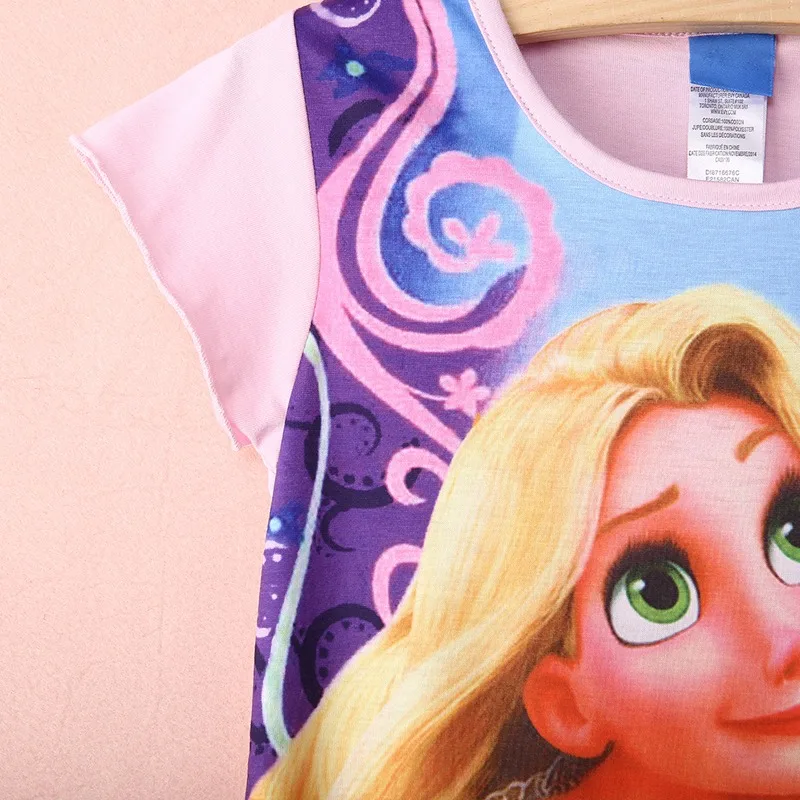 Модное платье принцессы Рапунцель для маленьких девочек пижамы с круглым