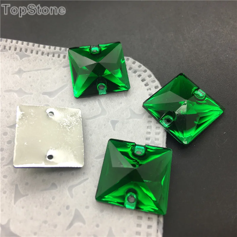 Стразы из смолы TopStone изумруд разных размеров пришивные стразы с плоской спинкой