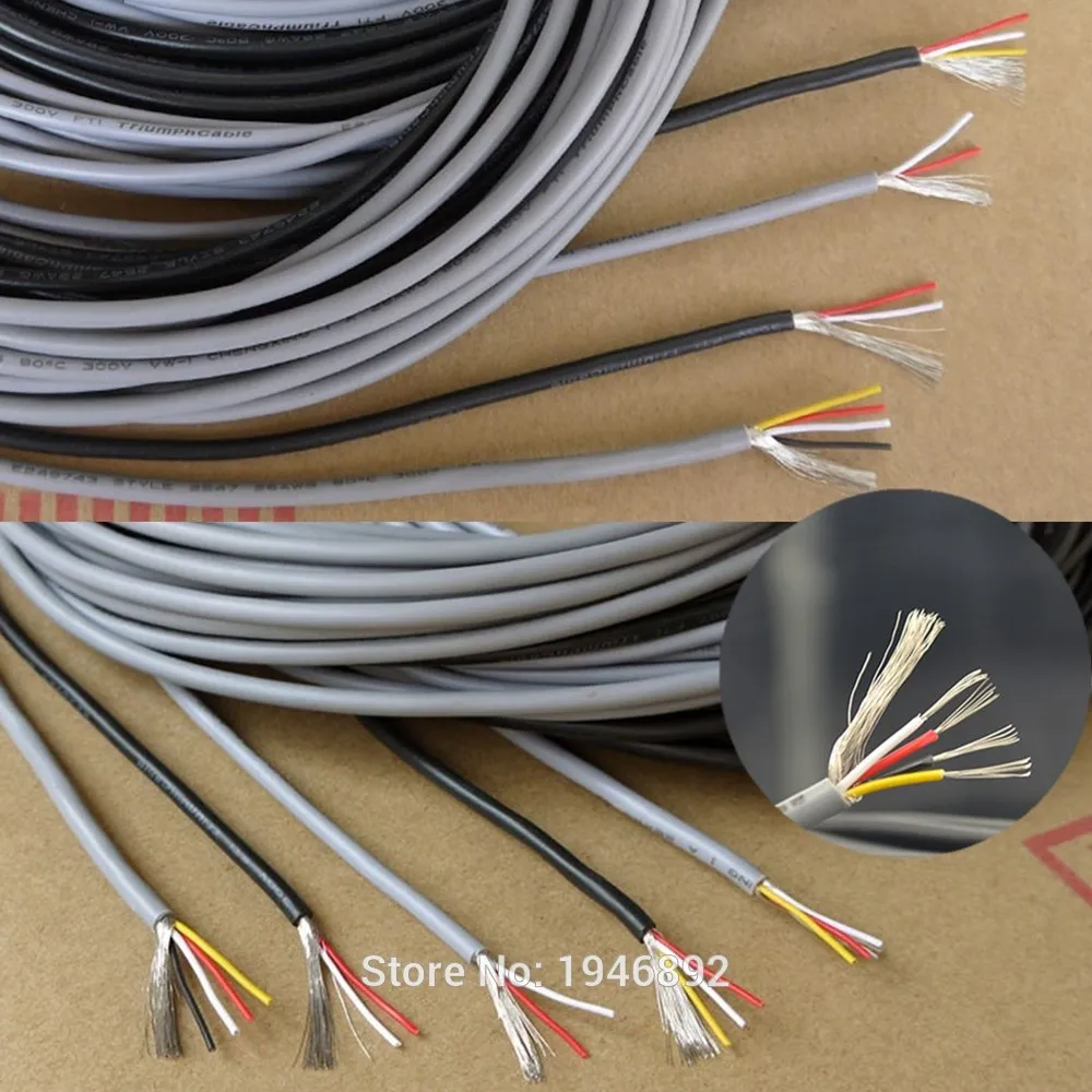

1M UL 2547 28/26/24 AWG Multi-core control cable copper wire shielded audio cable headphone cable signal line