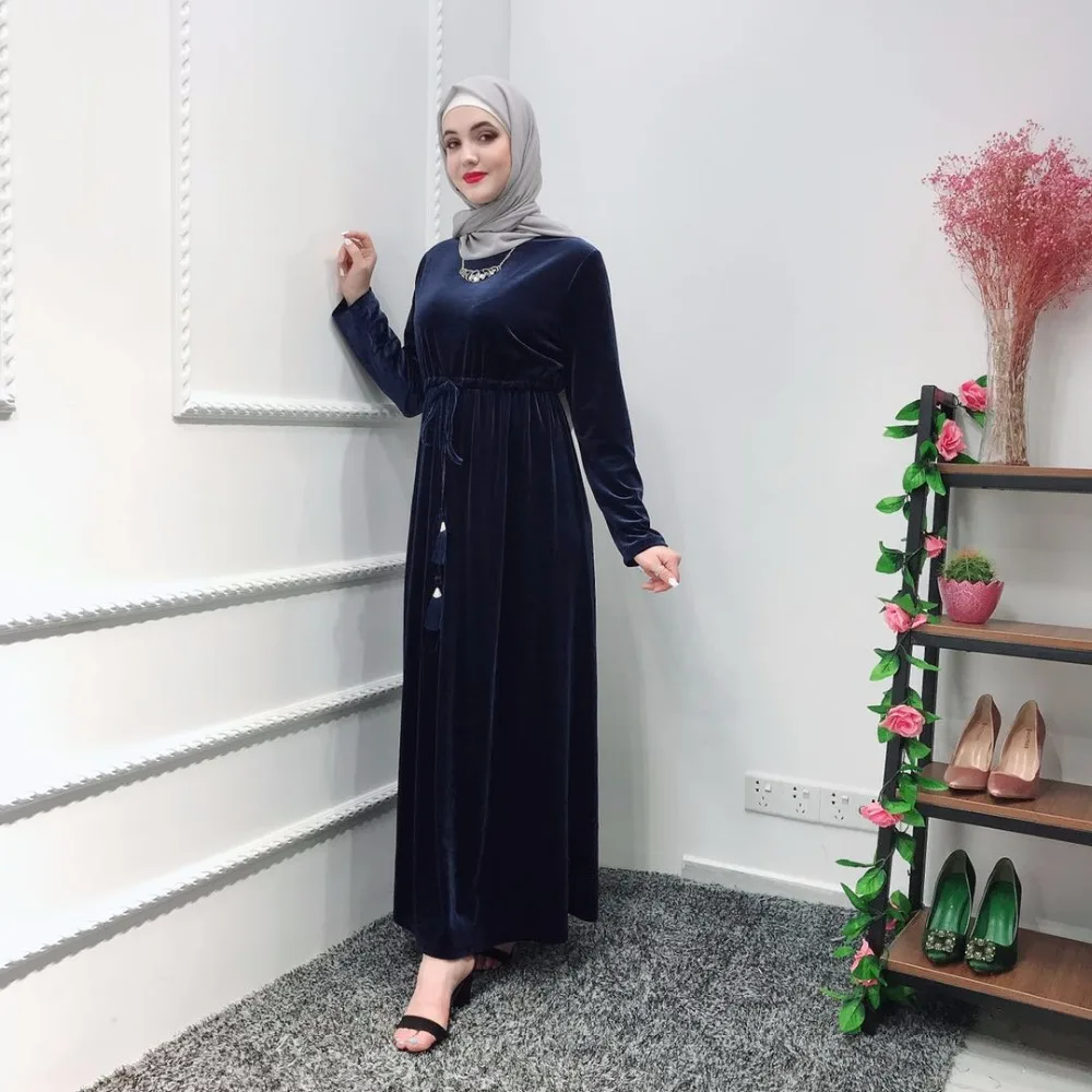 Элегантный мусульманский бархат abaya Jubah Ближний Восток Рамадан Арабский исламский одежда длинные платья кардиган-кимоно длинные халаты туника