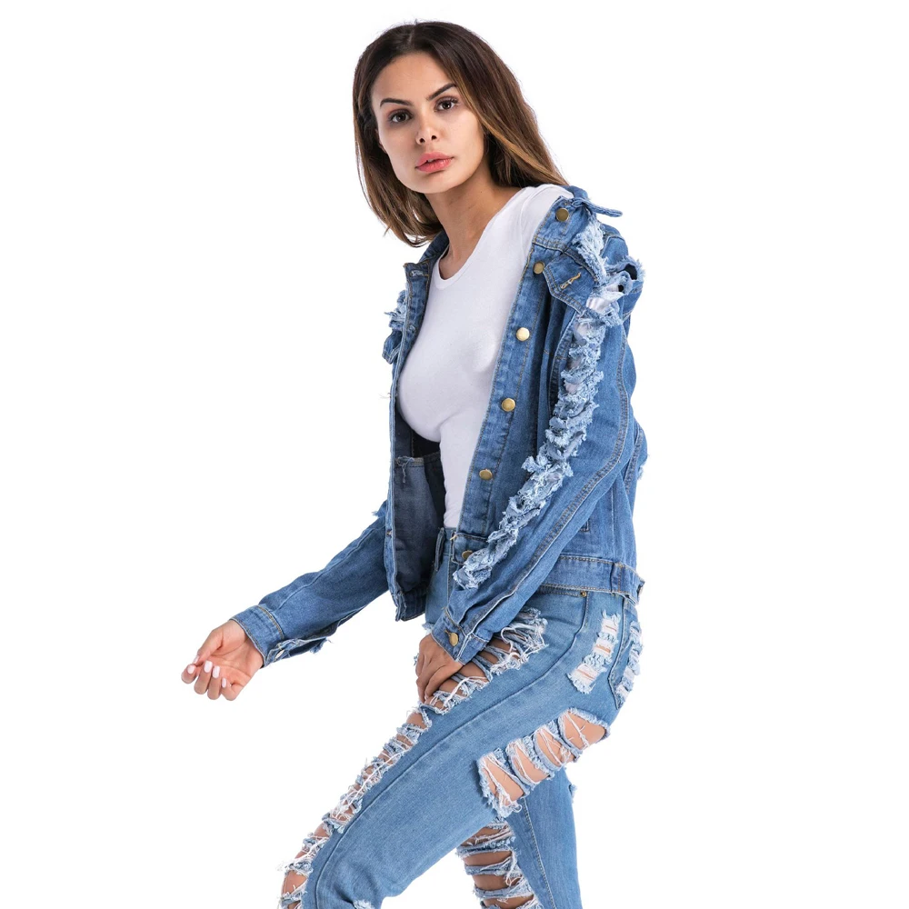 Женские джинсовые куртки с длинным рукавом стрейчевая Джинсовая Верхняя одежда
