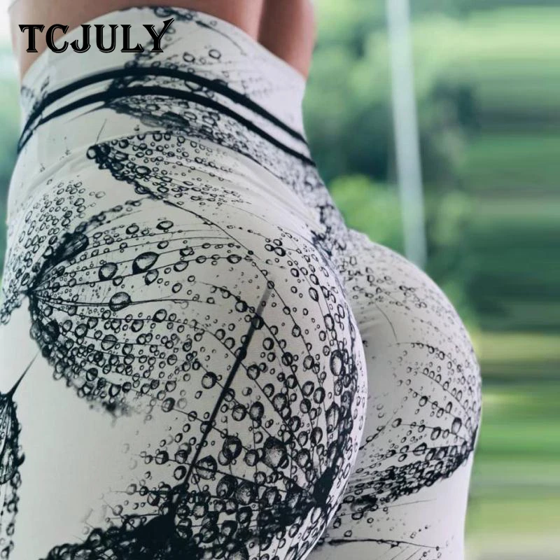 TCJULY леггинсы с принтом в виде капель дождя высокая талия дышащие быстросохнущие