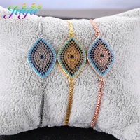 juya rainbow crystals greek eye bracelets supplies micro pave zircon adjustable chains turkish evil eye charm bracelets