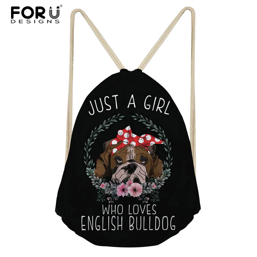 

FORUDESIGNS English Bulldog Casual Drawstring Bag Multicolors Backpacks Casual Travel Bags Funny Dog Teenagers Mochilas