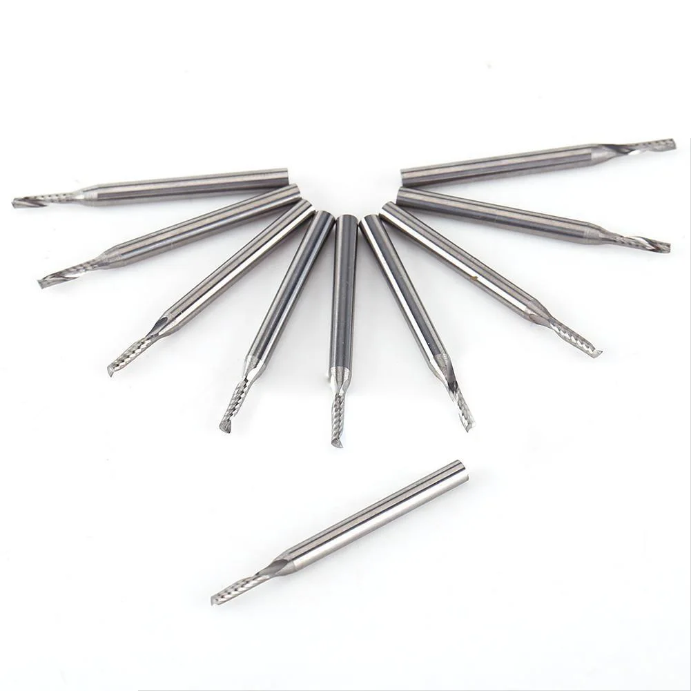 10 шт. концевые фрезы 1/8 &quot2 мм Карбид спиральные Набор ЧПУ Одна Флейта