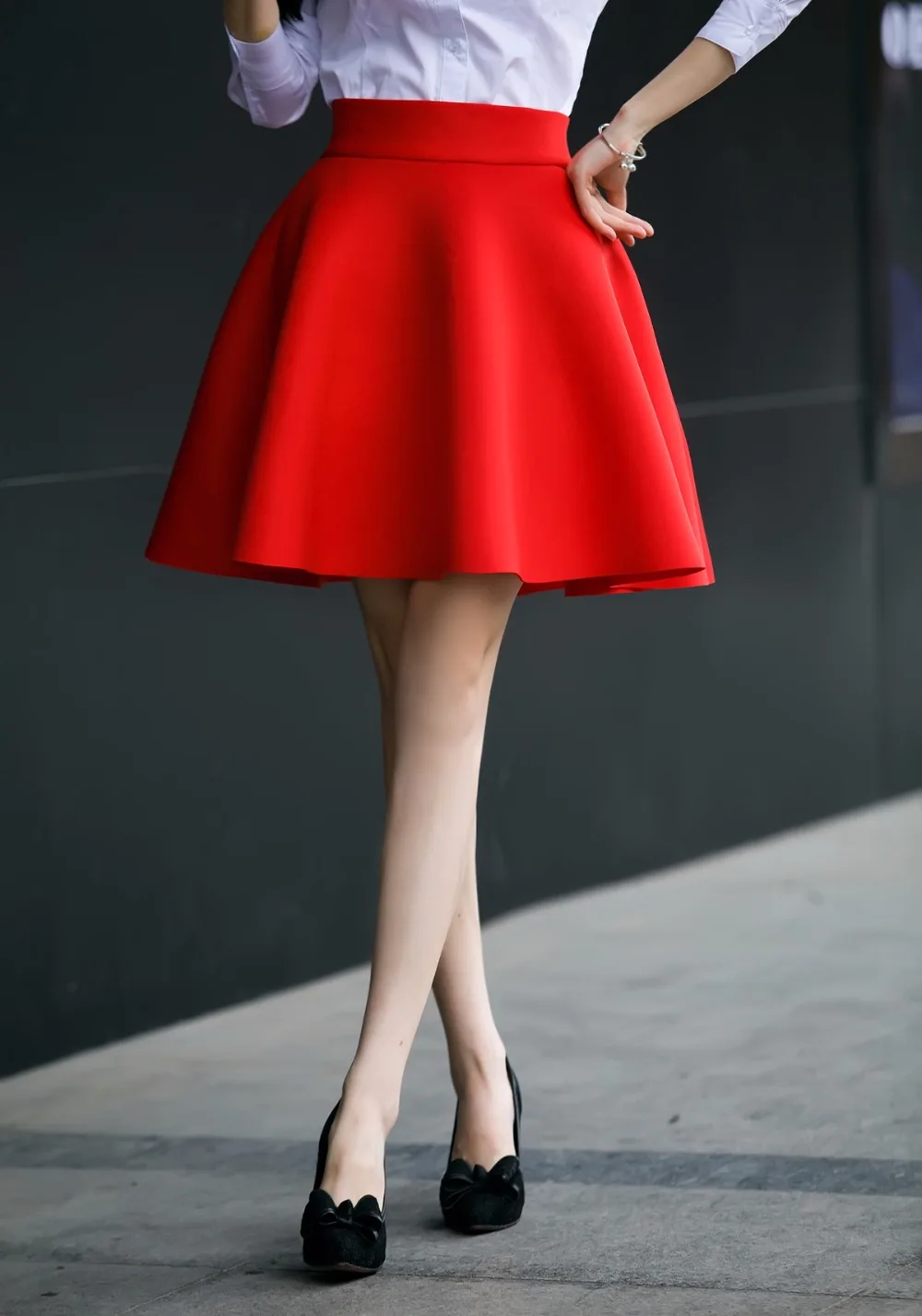 High Waist Pleat Short Elegant Skirt Green Black White Mini Flared Skirts Fashion Women Faldas Saia 5XL Plus Size | Женская одежда