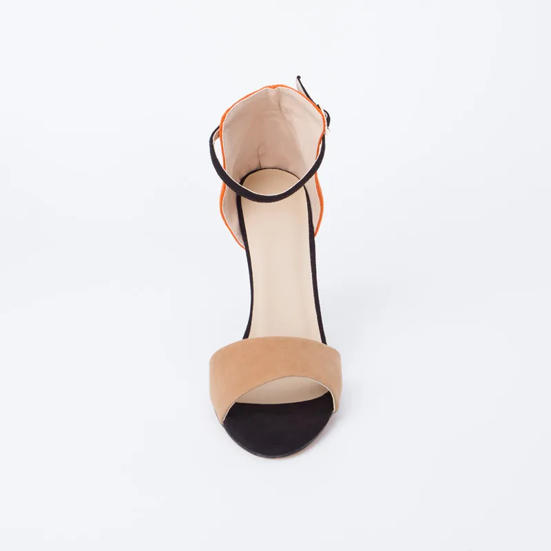 SHOFOO shoes. Модная новинка женская обувь разноцветная замша босоножки на высоком
