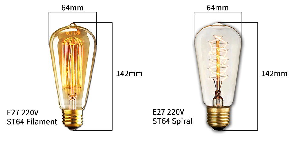 Ретро лампы Эдисона E27 220 В 40 Вт ST64 G80 G95 G125 ампулы Винтаж Эдисон лампы накаливания светильник лампа домашнего декора