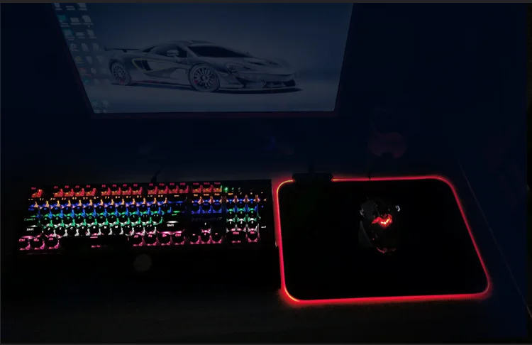 HECULAS игровой коврик для мыши RGB светодиодный коврик 7 цветов коврик для мыши 25x35 см 35x75 см