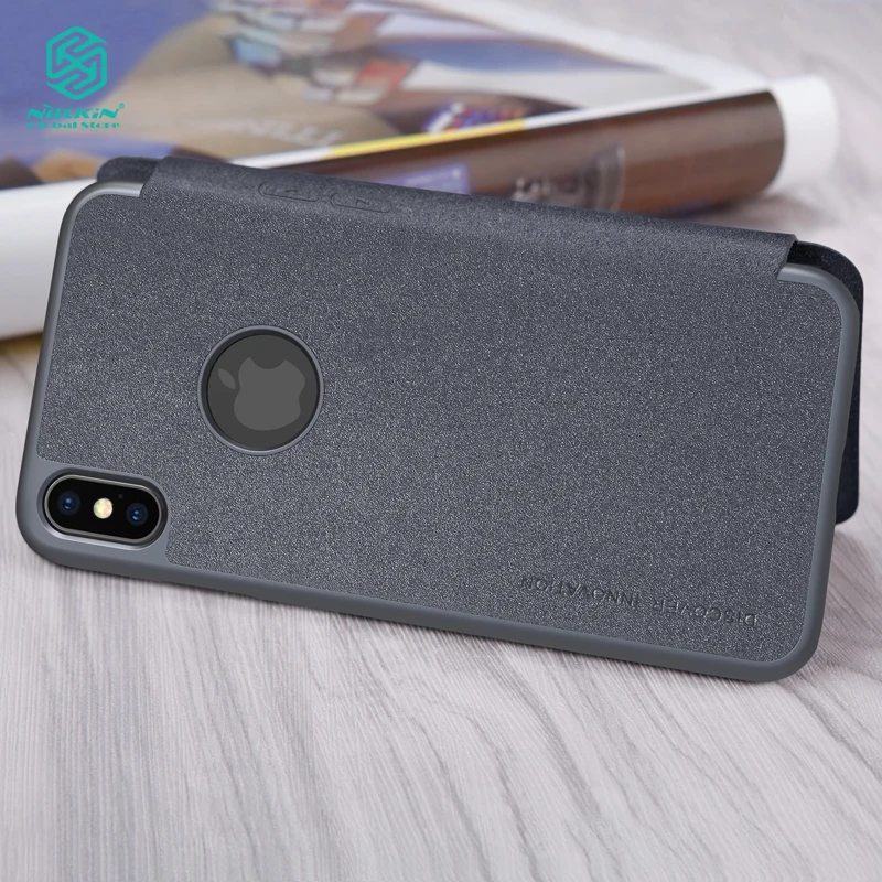 Чехол Nillkin для iPhone Xs Max Блестящая Серия супер искусственная кожа откидная крышка