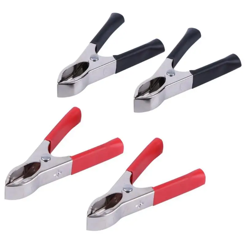 4Pcs 30A Red Black Crocodile Clamps 72/75mm Alligator Clip Handle Cable Lead Testing Battery Test Clamp Clips | Обустройство дома