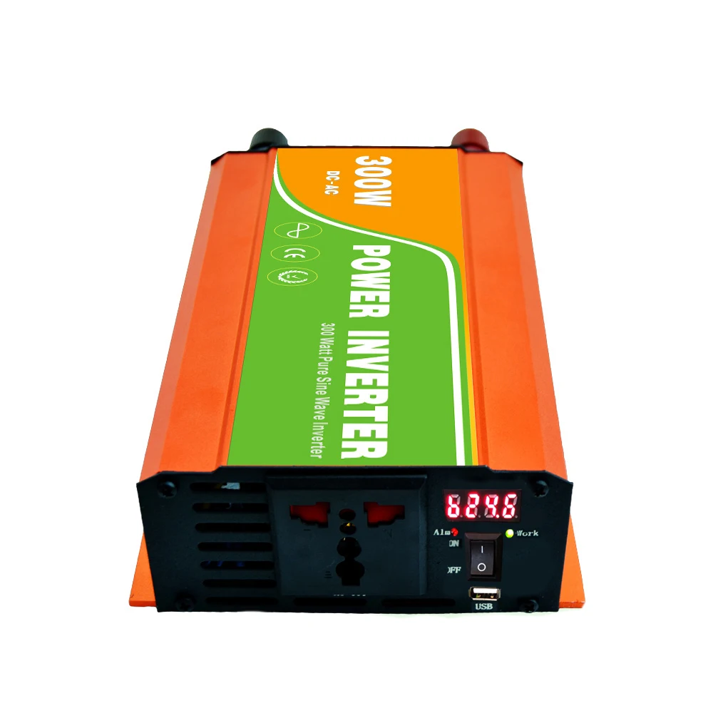 Цифровой 12VDC (10 15V) 300W Off Grid Inverter to 100 240VAC Ouput Surge 600W Pure Sine Wave Solar Wind С USB|Инверторы и