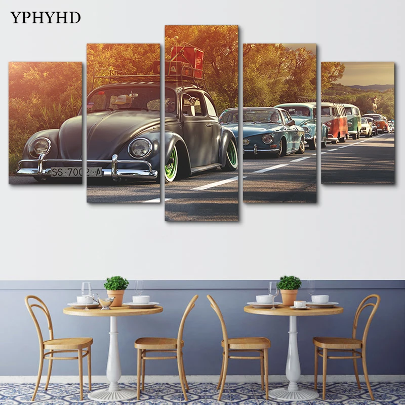 YPHYHD современный 5 шт. холст картина печать плакат Volkswagen жуки автомобильные