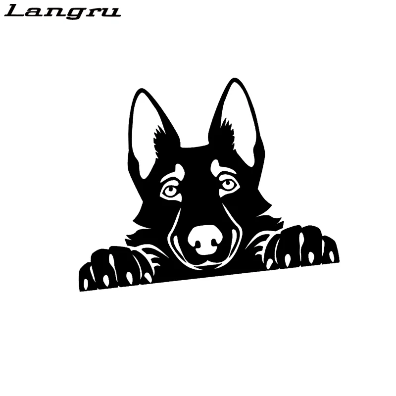 Langru Peeking Красивая крутая графика немецкая овчарка Милая Автомобильная Наклейка