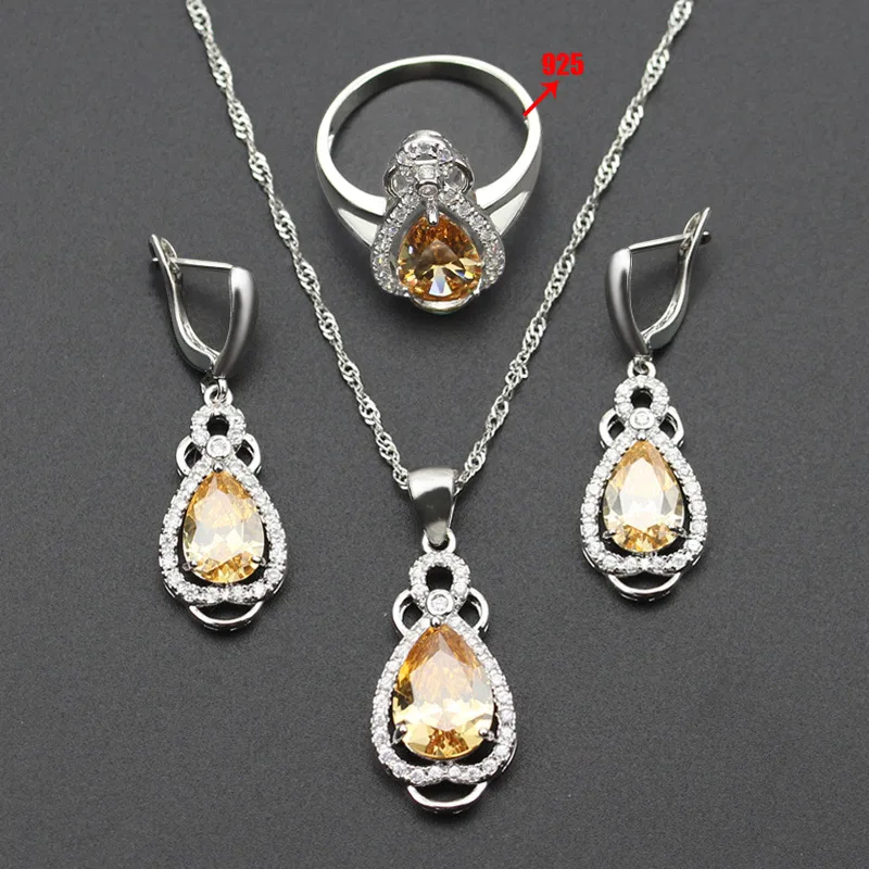 Чудесные оранжевый Morganite 925 Цвет Ювелирные наборы для Для женщин Серьги/Цепочки и