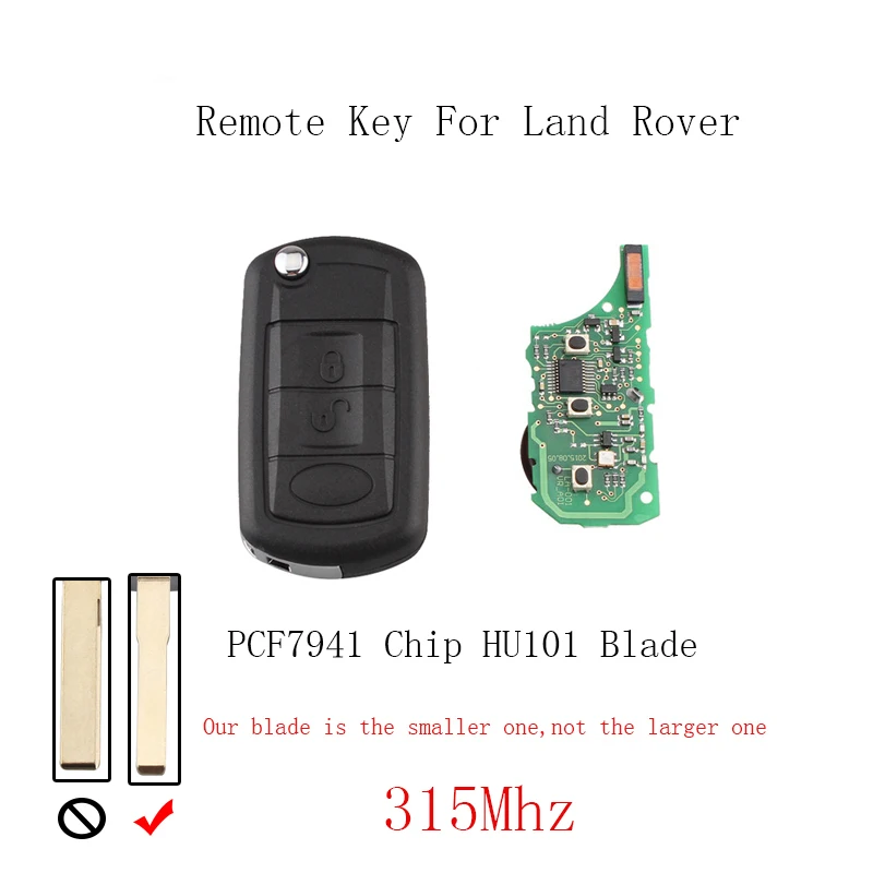 315 МГц 3 кнопки дистанционного ключа Fob для Land Rover Range L322 HSE Vogue HU101 Blade & PCF7941 чип