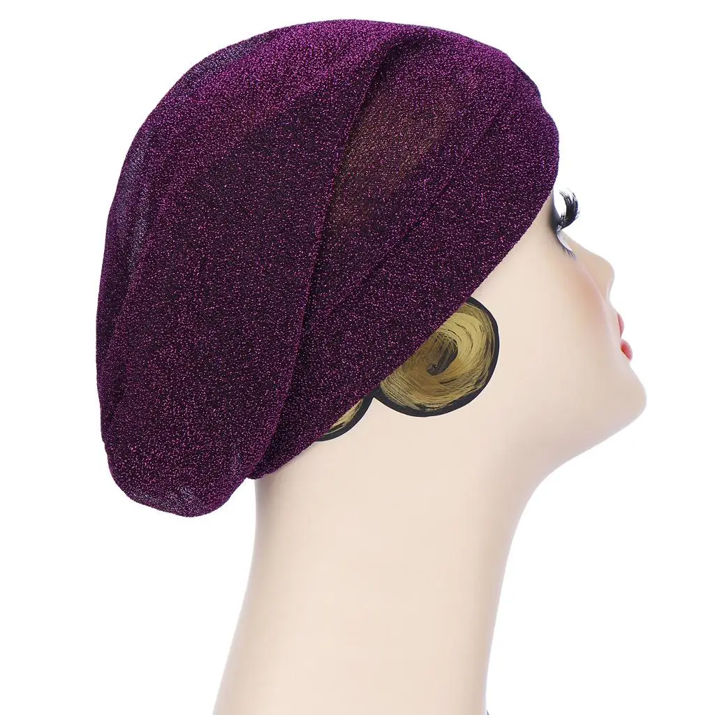 12PCS Glitter Bonnet Turban Fashion Wome Hat Indian Muslim Head Scarf Cover Headwrap Cancer Chemo Random Color | Аксессуары для