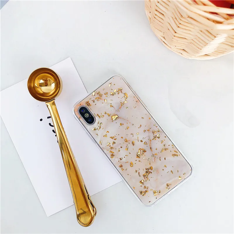 Gold Foil Marble Phone Case For iphone XS Max XR X 6S 6 7 8 Plus Back Cover Luxury Fashion Soft IMD Cases |