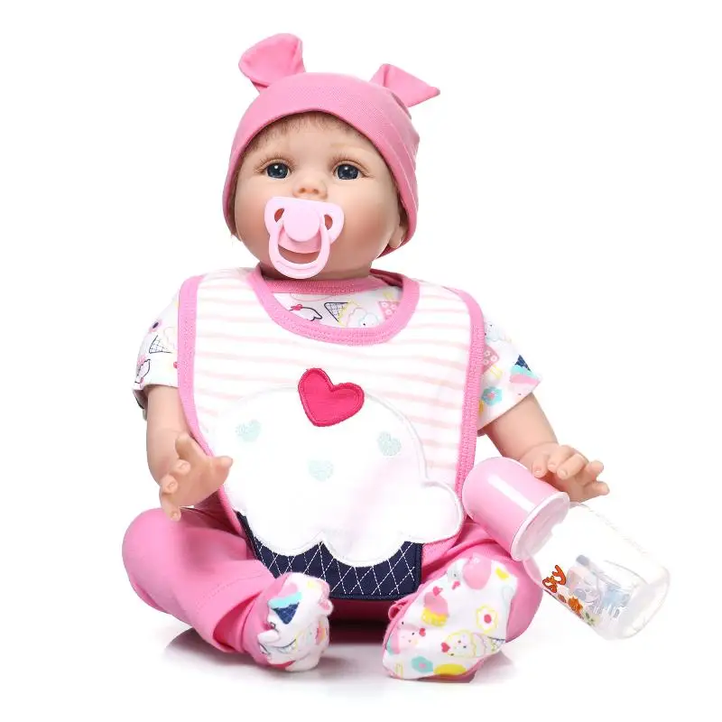 

22" Lovely Baby Reborn Doll Toy Birthday Gift for Kid Child, Silicone Reborn Babies Pink Clothing Bebe Doll Reborn Bonecas