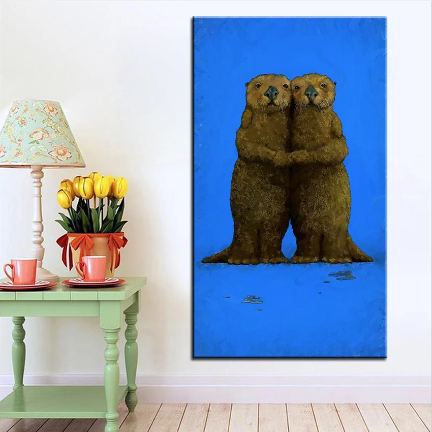 

Large size Printing Oil Painting significant otters Wall painting Steampunk Wall Art Picture For Living Room painting No Frame