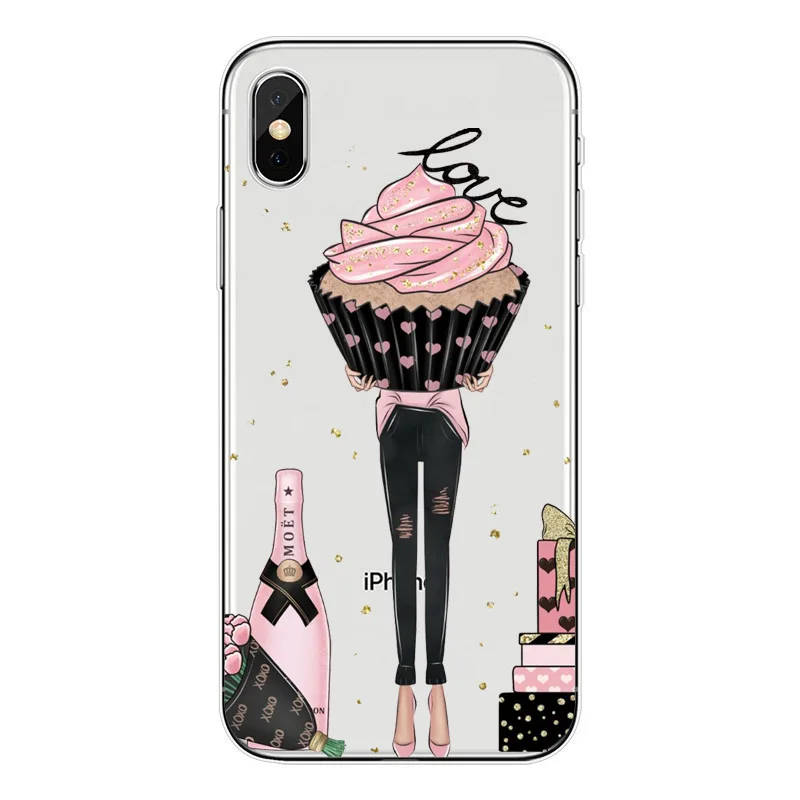 Fashion Travel girl Soft TPU Phone Case For iPhone X 5S SE 6 6S Plus 7 8 Female boss Women clear Silicone Cover |