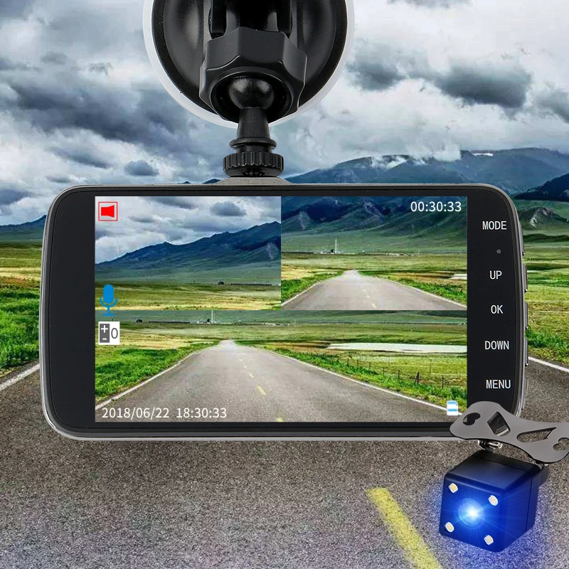 Автомобильный видеорегистратор YEBIGO с двумя объективами 4 0 дюйма HD 1080P