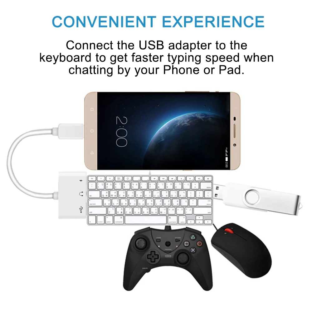 USB C к 3 камера считыватель OTG адаптер с type до 5 мм наушники AUX Jack Зарядка