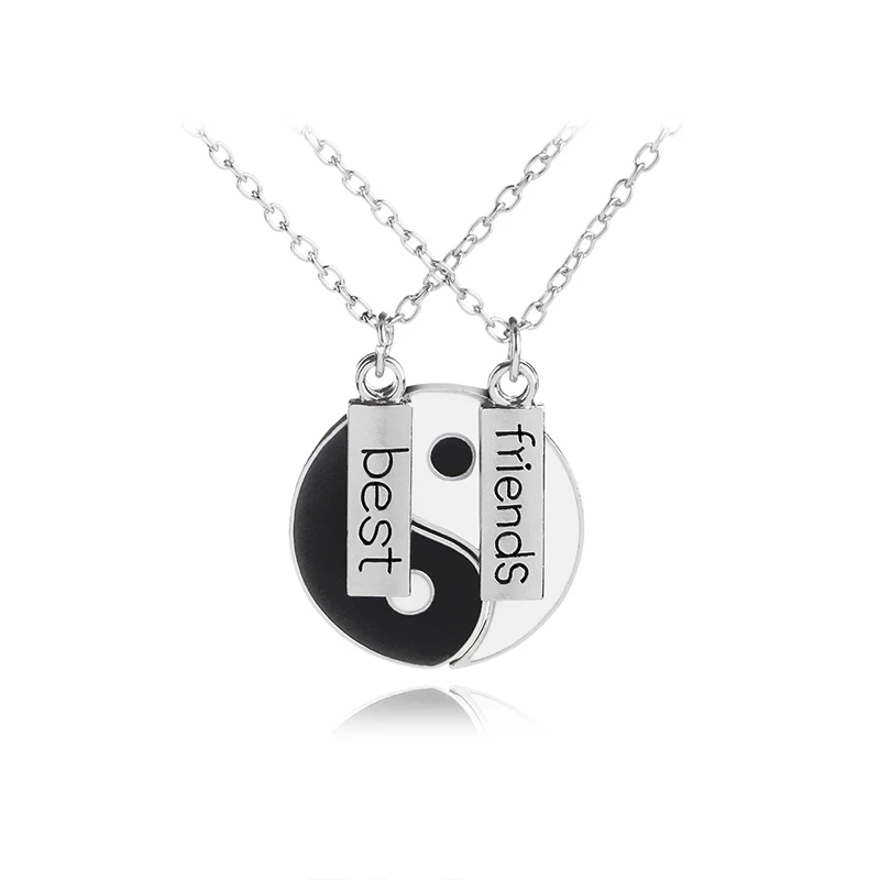 

2 PCS Best Friends Necklace Jewelry Yin Yang Tai Chi Pendant Couples Paired BFF Necklaces Pendants Gift