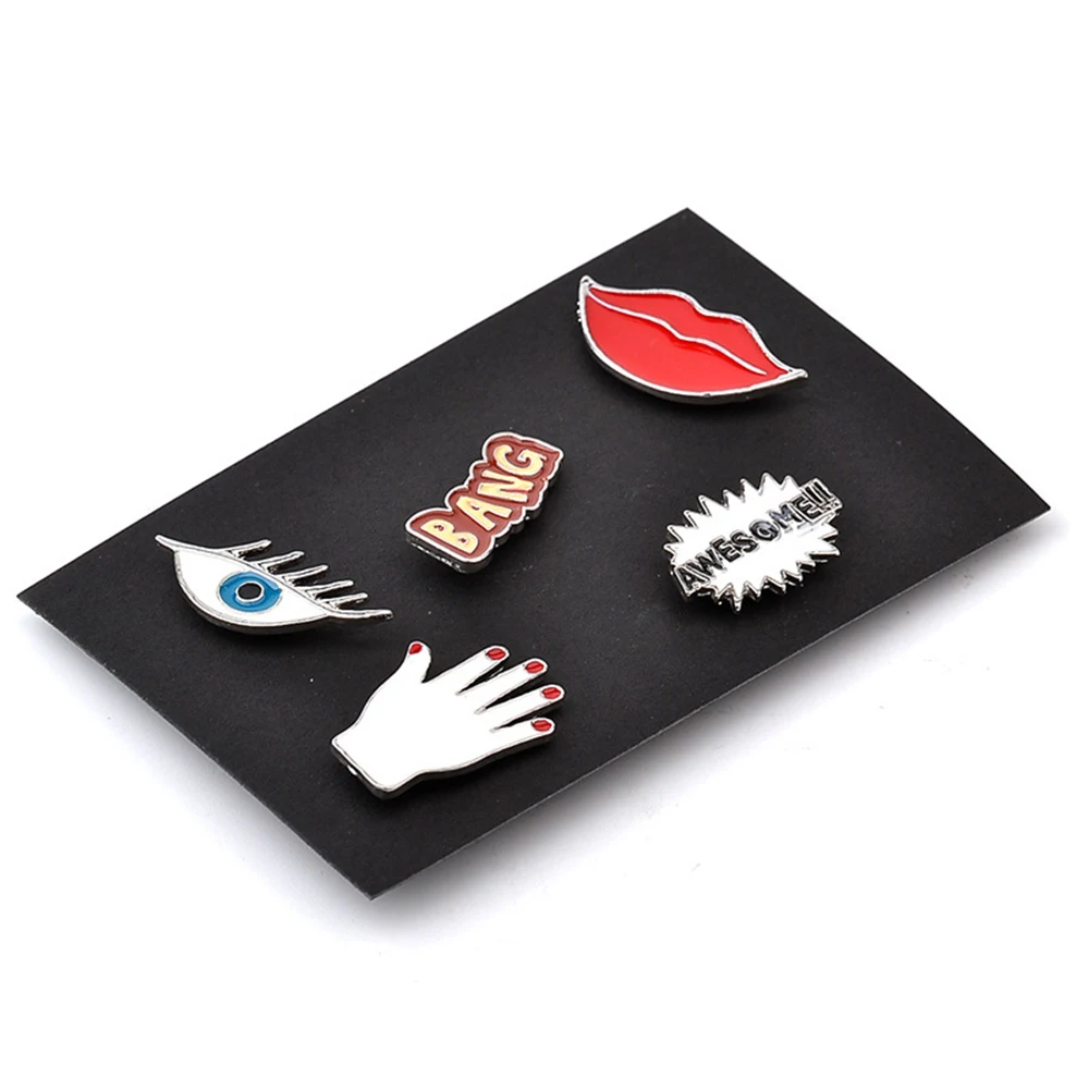 Распродажа 5 шт./лот модная брошь булавки кнопки красные губы пальмовые глазки