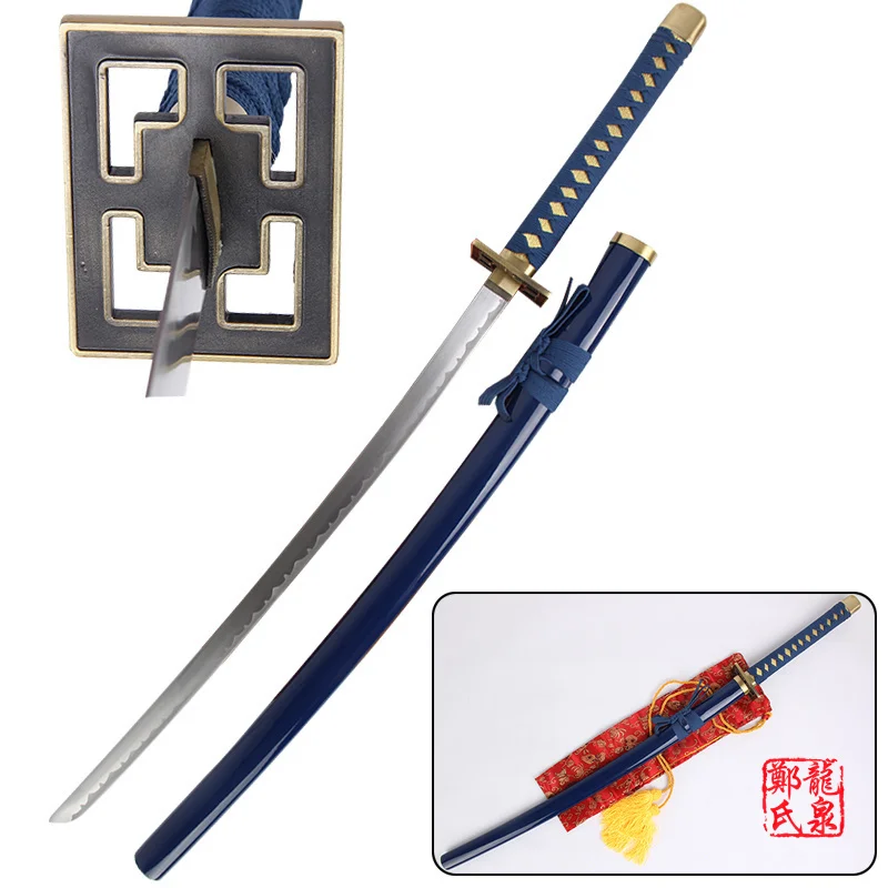 

Free Shipping Bleach Anime Cosplay Sword Real Steel Katana Byakuya Kuchiki Light Blue Senbonzakura Decorative Supply