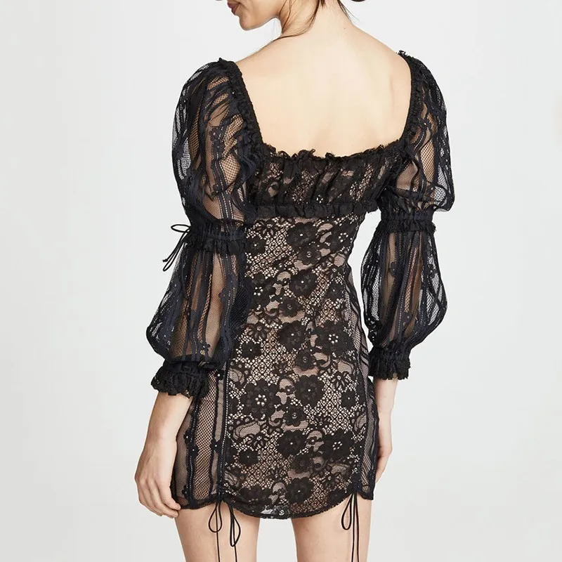 CHICEVER летнее сексуальное однотонное кружевное платье с вышивкой для женщин без