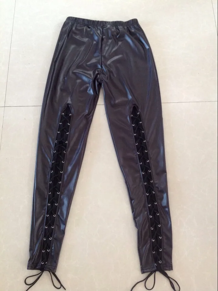 Женские кожаные леггинсы в стиле панк-рок | Женская одежда