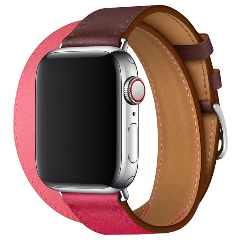 Rose Extrme(Pink) Для Apple Watch Series 4 ремешок из натуральной кожи двойной тур часы ремешок для Apple Series 1 2 3 iWatch часы браслет 40 мм 44 мм - Цвет ремешка: Rose Extrme(Pink)