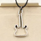 Новая Мода тибетский серебристый цвет кулон полые гитары ожерелье чокер очарование черный кожаный шнур заводская цена ювелирные изделия ручной работы