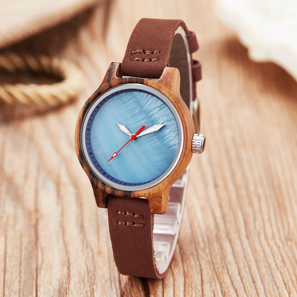small wood watch Элегантные женские деревянные часы, женский маленький браслет, кварцевые наручные часы, женские деревянные часы, розовое дерево, камея, раковина, наручные часы для девочки - Цвет: small wood watch