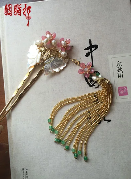 Hanfu аксессуары для волос цветные глазурованные серьги серия BingFen-YuYan оригинал