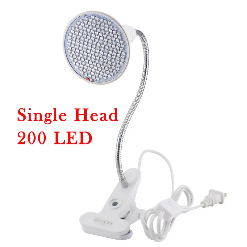1-head 200 LED 200/290 светодиодный светильник для выращивания растений, лампа для выращивания, полный спектр, фитолампа для цветов, Вег, гроубокс, палатка, семена, гидро-комнатный культиватор, для помещений - Испускаемый цвет: 1-head 200 LED