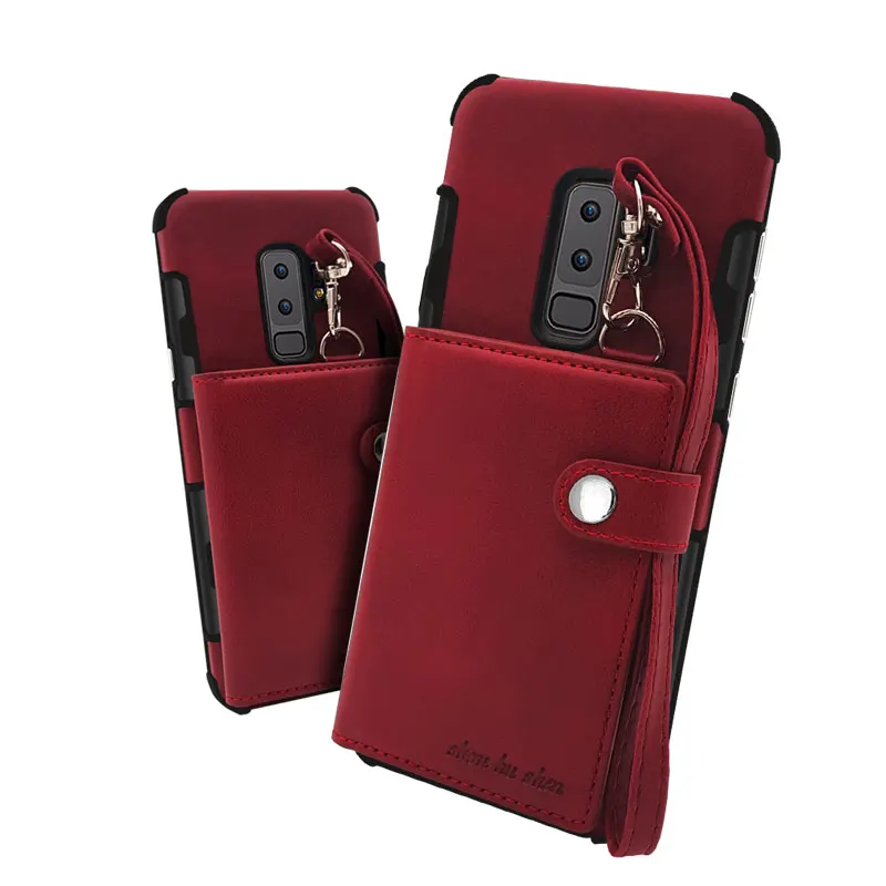for Samsung Galaxy S9 s9 plus s9plus universal wallet luxury phone case Lanyard Plain Card Pocket Phone Cases s9+ | Мобильные