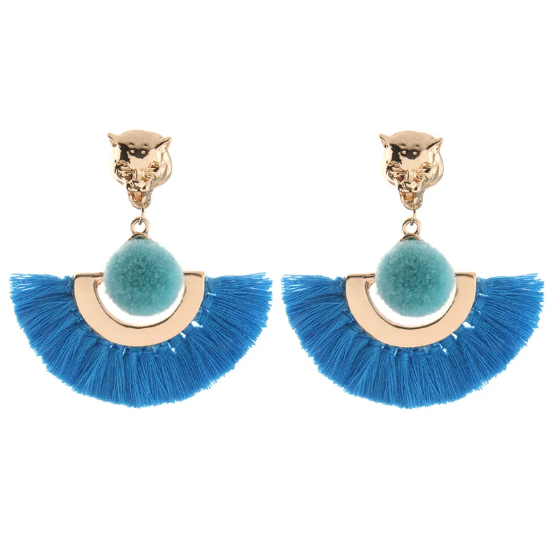 Серьги NeeFu WoFu в богемном стиле с кисточками большие серьги гвоздики виде Помпона