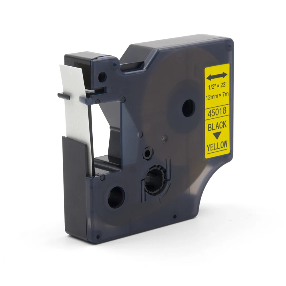 Absinic 12 мм 45018 черный на желтой этикетке лента совместима с Dymo D1 LabelManager 160 280 210D 360D 420P