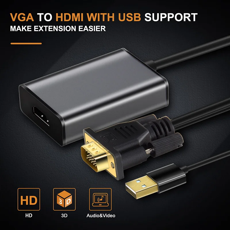 Адаптер vgatetime VGA HDMI с USB кабелем питания адаптер Vga M F 1080P 60 Гц для MacBook HDTV проектора