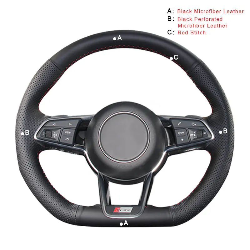 Microfiber Leather Авто оплетка на рулевое колесо Крышка для Audi TT автомобиль оплетка рулевое колесо Чехлы кожаные аксессуары для салона автомобиля-Стайлинг - Название цвета: Microfiber Leather