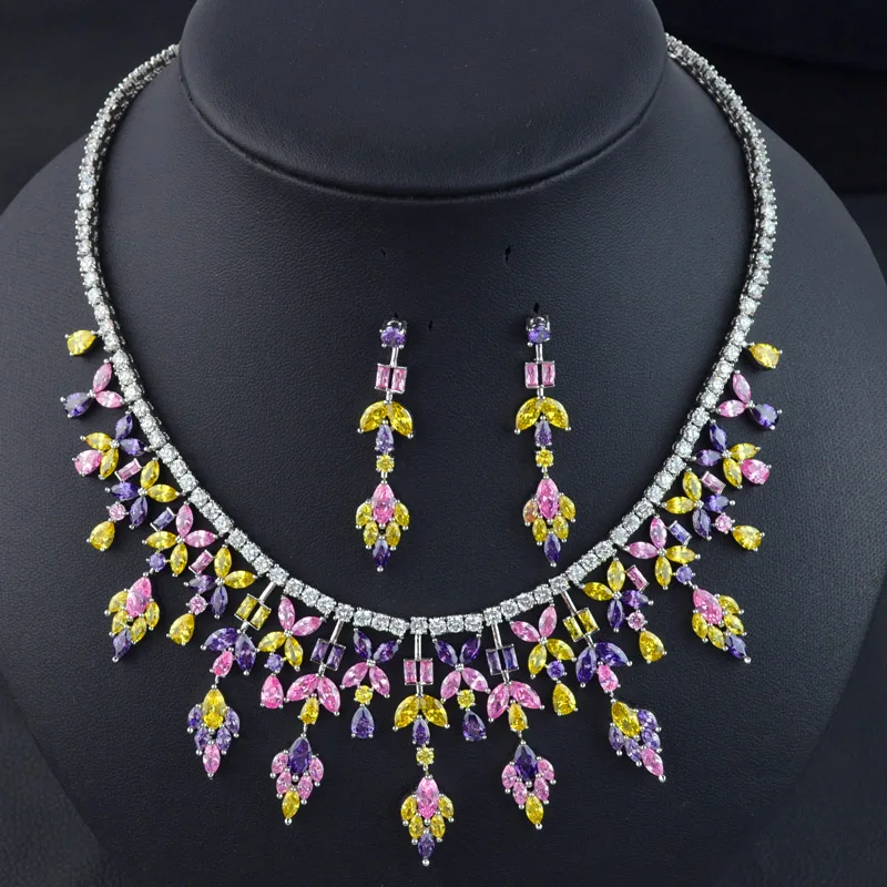 Новый дизайн модный брендовый роскошный комплект свадебных ювелирных изделий